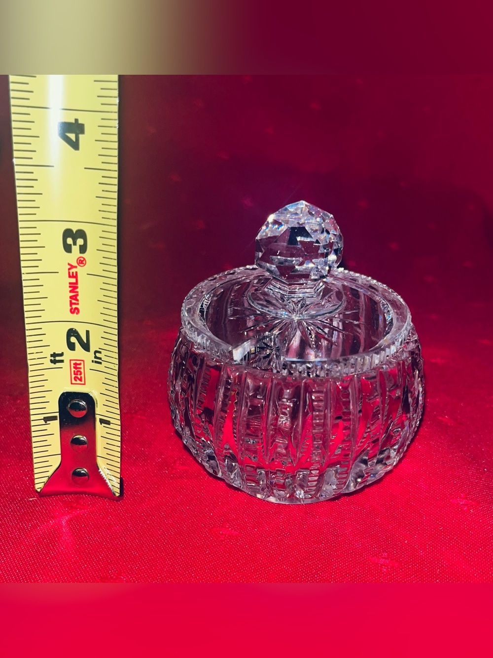 Vintage Germany Crystal Glass Lidded Trinket Jar - Clear - Picture 4 of 6